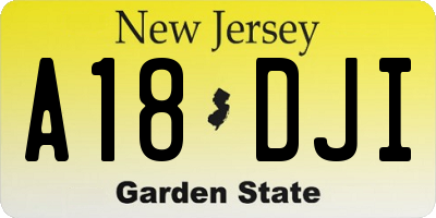 NJ license plate A18DJI