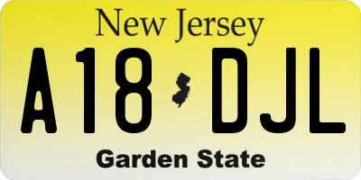 NJ license plate A18DJL