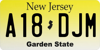 NJ license plate A18DJM