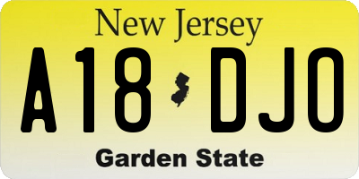 NJ license plate A18DJO