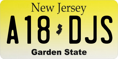 NJ license plate A18DJS