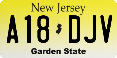 NJ license plate A18DJV