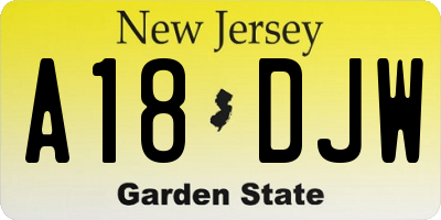 NJ license plate A18DJW