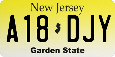 NJ license plate A18DJY