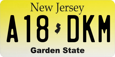 NJ license plate A18DKM
