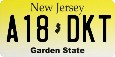 NJ license plate A18DKT