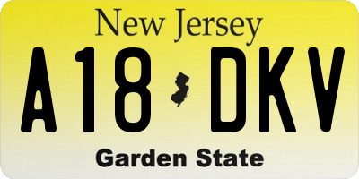 NJ license plate A18DKV