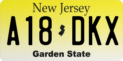 NJ license plate A18DKX
