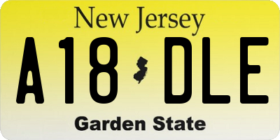 NJ license plate A18DLE