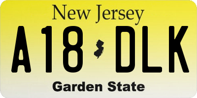 NJ license plate A18DLK