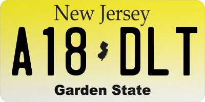 NJ license plate A18DLT
