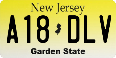 NJ license plate A18DLV