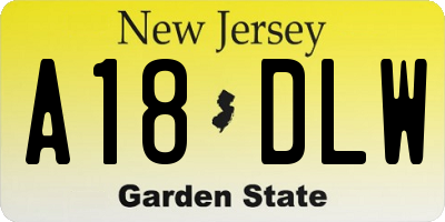 NJ license plate A18DLW