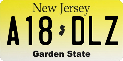 NJ license plate A18DLZ