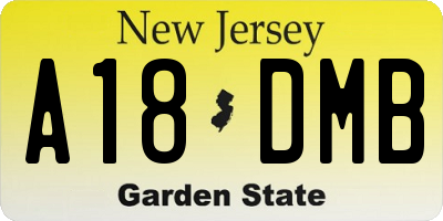 NJ license plate A18DMB