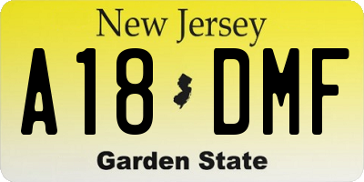 NJ license plate A18DMF