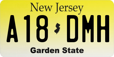 NJ license plate A18DMH