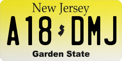 NJ license plate A18DMJ