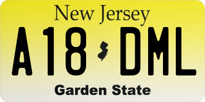 NJ license plate A18DML