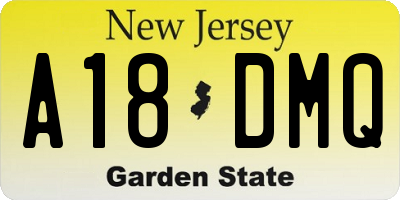 NJ license plate A18DMQ