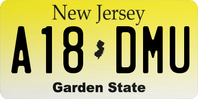 NJ license plate A18DMU