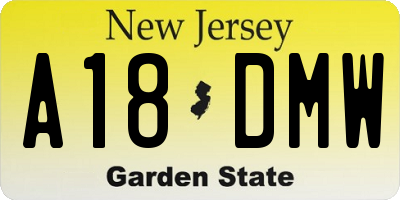NJ license plate A18DMW