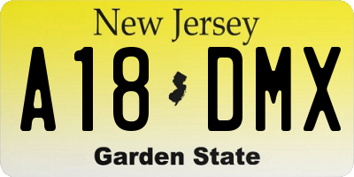 NJ license plate A18DMX