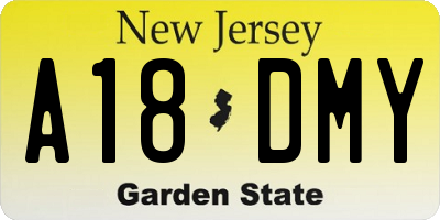 NJ license plate A18DMY