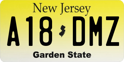 NJ license plate A18DMZ