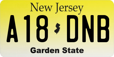 NJ license plate A18DNB