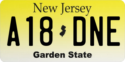 NJ license plate A18DNE