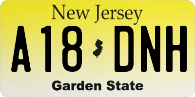 NJ license plate A18DNH