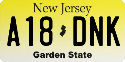 NJ license plate A18DNK