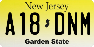 NJ license plate A18DNM