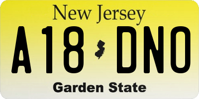 NJ license plate A18DNO