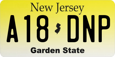 NJ license plate A18DNP
