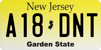 NJ license plate A18DNT