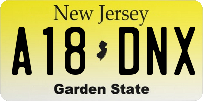 NJ license plate A18DNX
