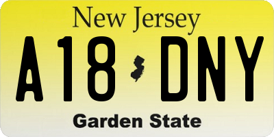 NJ license plate A18DNY