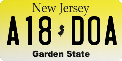 NJ license plate A18DOA