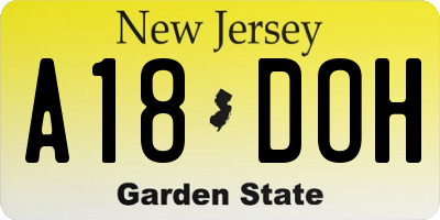 NJ license plate A18DOH