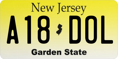 NJ license plate A18DOL