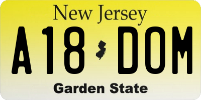 NJ license plate A18DOM