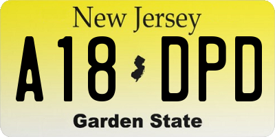 NJ license plate A18DPD