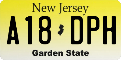 NJ license plate A18DPH