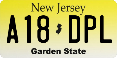 NJ license plate A18DPL