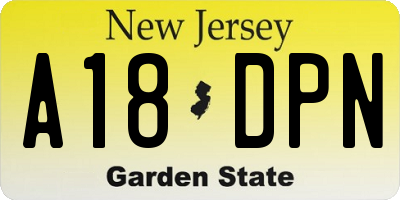 NJ license plate A18DPN