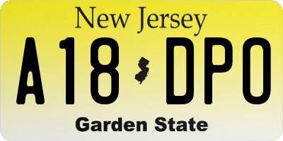 NJ license plate A18DPO