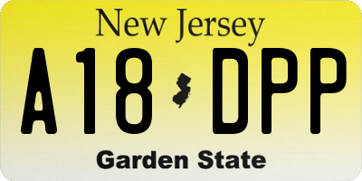 NJ license plate A18DPP