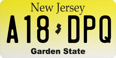 NJ license plate A18DPQ